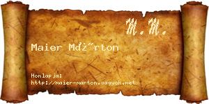 Maier Márton névjegykártya